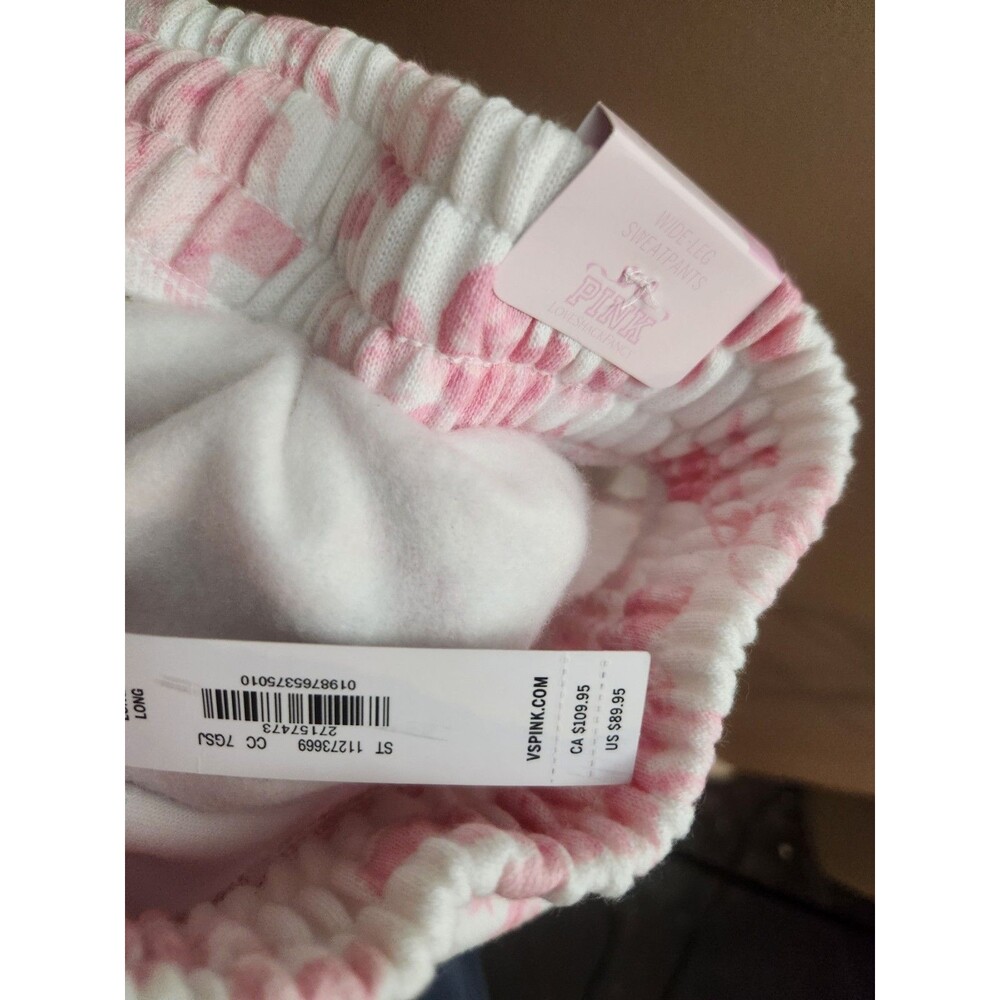 Pink x Loveshack Fancy Wide-Leg Sweatpants Floral Everblooming Size S Long NWT - Picture 7 of 11
